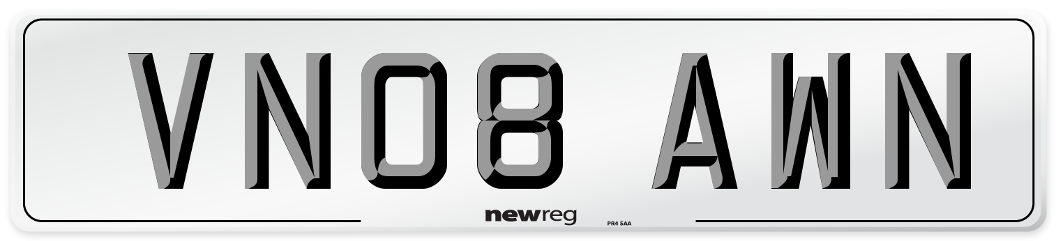 VN08 AWN Number Plate from New Reg